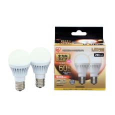 画像1: アイリスオーヤマ LED電球 全方向 E17 60型相当 2個セット 電球色 LDA8L-G-E17/W-6T52P IRIS OHYAMA LED Bulb E17 60W 2pack Warm White LDA8L-G-E17/W-6T52P (1)