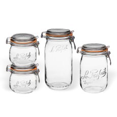 画像1: ル・パルフェ スーパージャー ガラス食品保存容器 4点セット Le Parfait Super Jar Glass Food Storage 4 Piece Set (1)
