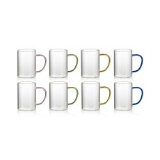 画像1: キングクリスタル カラーハンドルガラスカップ 8個 King Crystal Color Handle Glass Cup 8PK (1)
