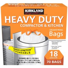 画像1: カークランドシグネチャー ひも付きゴミ袋 68L x 70枚 白 Kirkland Signature Drawstring Bags 68L x 70 CT White (1)