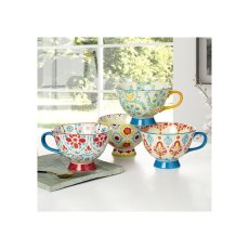 画像1: シグニチャーハウスウェア 足つきカップ 4個 Signature Housewares Hand Painted Footed Cup 4PK (1)