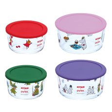 画像1: パイレックス ムーミン ガラス食品保存容器 4個セット Pyrex Moomin Glass Storage 4PC Set (1)