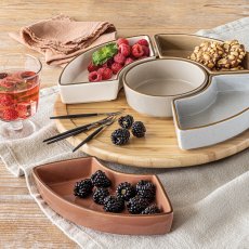 画像4: オーバーアンドバック オードブルプレート ５皿 竹製回転台付 over&back Bamboo Lazy Susan 5 Dishes (4)