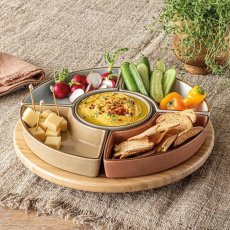 画像2: オーバーアンドバック オードブルプレート ５皿 竹製回転台付 over&back Bamboo Lazy Susan 5 Dishes (2)