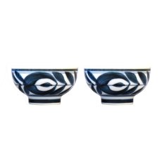 画像1: 波佐見焼 お茶碗 廻り花 小 2個セット Hasamiware Rice Bowls Mawaribana Small 2pc (1)