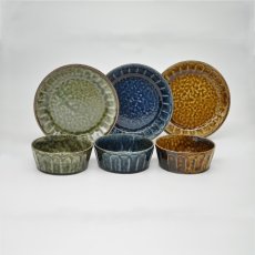 画像1: 美濃焼 伊羅保 プレート&ボウル 6枚 Minoware Irabo Plate & Bowl 6PC (1)