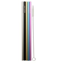 画像1: アルミ クール ストロー 5本セット ブラシ付き Aluminum Cool Straw 5PC Set with Brush (1)