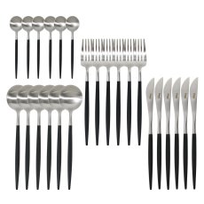 画像1: クチポール ゴア 24本セット シルバー x ブラック Cutipol GOA 24pc Set Silver x Black (1)