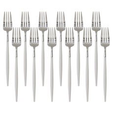 画像1: クチポール ゴア ホワイト ディナー フォーク 12本セット シルバー x ホワイト Cutipol GOA White Dinner Fork 12pc Set Silver x White (1)