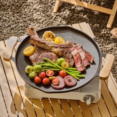 画像4: グラスロック グリドルパン デュアル 木製ハンドルつき 38cm Glasslock Griddle Pan DUAL With Handle 38cm (4)