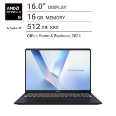 画像1: ASUS ノートPC/Vivoboook/16.0インチ/Copilot+PC/Ryzen AI 5 330/メモリ 16GB/SSD 512GB/クワイエットブルー/M1607KA-AI5COBU ASUS laptop/Vivoboook/16.0"/Ryzen AI 5 330/Memory 16GB/SSD 512GB/Quiet Blue/M1607KA-AI5COBU (1)