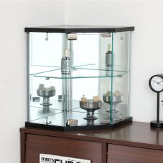 画像1: 卓上ガラスコレクションケース コーナー Glass Collection Corner (1)